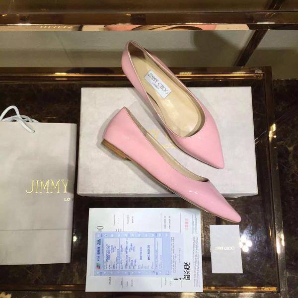 2017SS コレクション ジミーチュウ スーパーコピー JIMMY CHOO☆ROMY レザーバレリーナ Pink 7051701