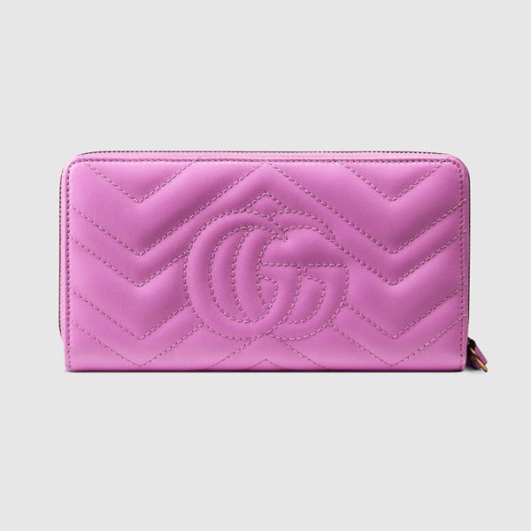 2017年春夏新作 グッチ スーパーコピー* GGマーモント ラウンドジッパー長財布☆443123 DRW1T 5554/pelle rosa