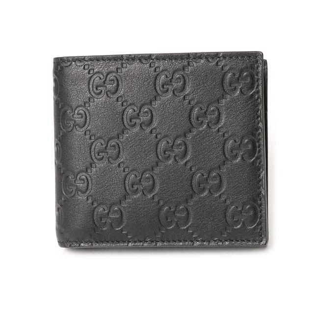 グッチ スーパーコピー 146223 A0V1R 1000 シマレザー 2つ折財布 GUCCISSIMA ブラック