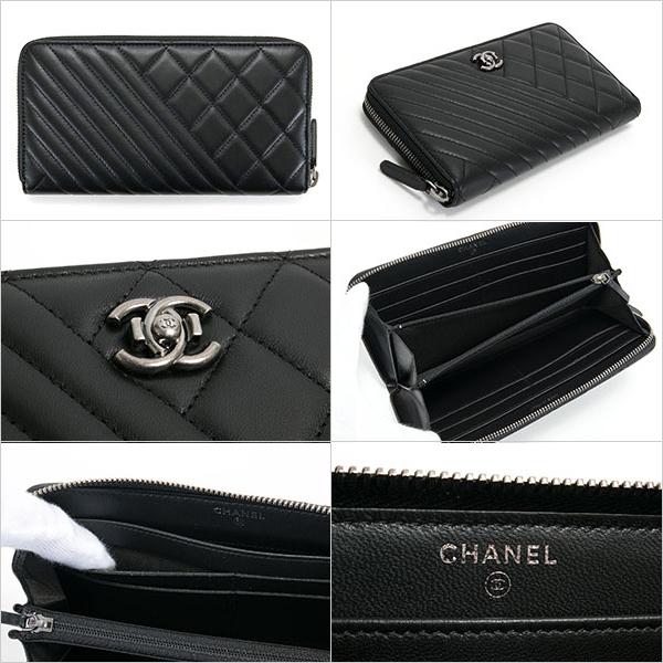 【2016年NEW】Chanelシャネルスーパーコピー ★Wキルティング×ジップ長財布×BLACK★最新作★