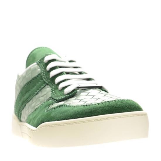【BOTTEGA VENETA スーパーコピー】レザースニーカーウィーブ グリーン 7082801