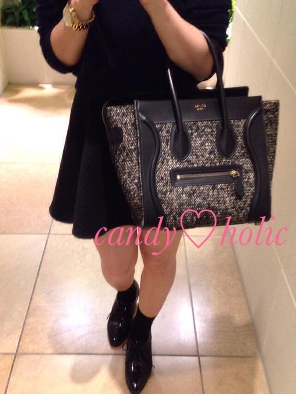 14/15AW CELINEセリーヌコピー Luggage ミニ ツイード,Grape
