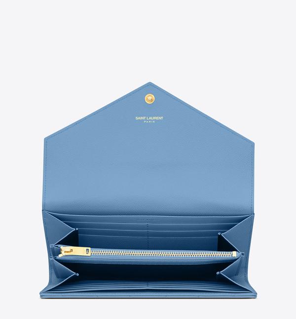 YSL*サンローランスーパーコピー☆ Saint Laurent モノグラム フラップ長財布 Blue 372264BOW02