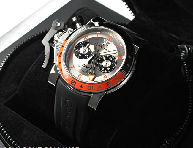 グラハム スーパーコピー クロノファイター オーバーサイズ 2OVASGMT.S01A.K10Bビッグデイト GMT シルバーダイアル ラバー 新品