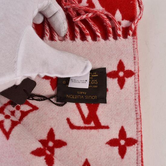 17AW LOUIS VUITTON × SUPREME Monogram Scarf マフラー レッド スカーフ ルイヴィトン×シュプリーム 