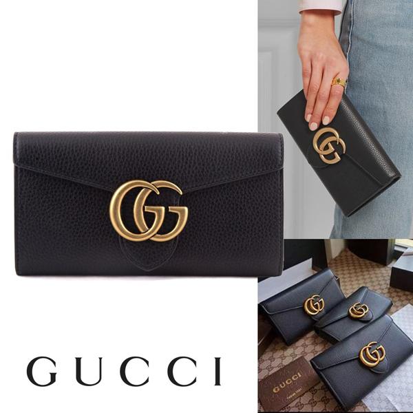 2017新作 GUCCI グッチ スーパーコピー GG Marmont continental wallet Black 7060615