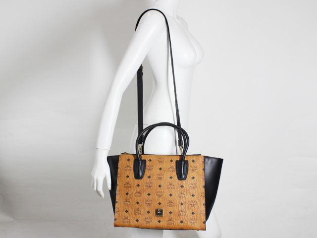 エムシーエム【MCM コピー】バッグ トートバッグ『2014年秋冬』MWT4AJD17 CB001 JEDE VISETOS MDトートバッグ ブラウン/ブラック レザー レディース
