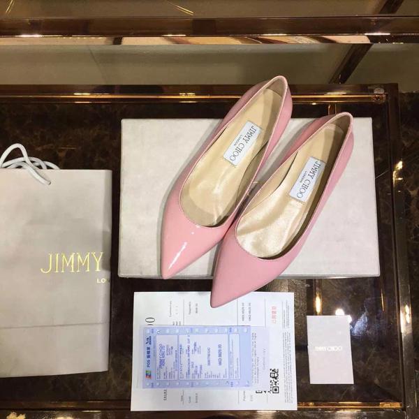 2017SS コレクション ジミーチュウ スーパーコピー JIMMY CHOO☆ROMY レザーバレリーナ Pink 7051701