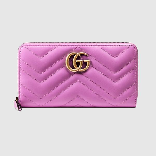 2017年春夏新作 グッチ スーパーコピー* GGマーモント ラウンドジッパー長財布☆443123 DRW1T 5554/pelle rosa