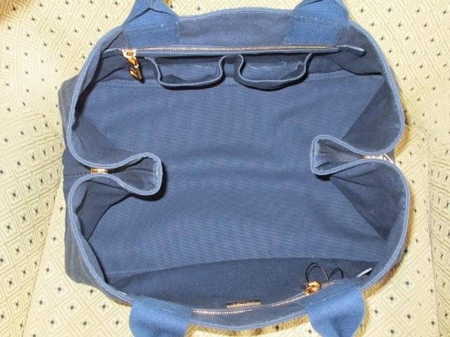 プラダカナパ コピー トートバッグＬ♪ネイビー♪白ロゴ FORTE DEI MARMI B1872F