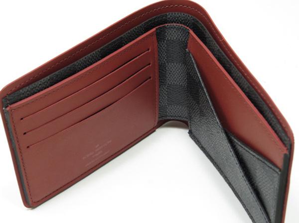 ルイヴィトン スーパーコピー LOUIS VUITTON 二つ折財布 札入れ ダミエ グラフィット ポルトフォイユ・ミュルティプル グレー＆ボルドー N63260 メンズ