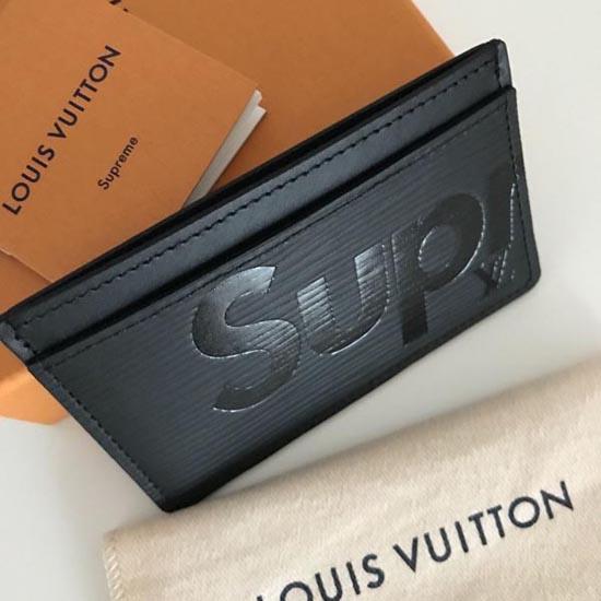 LOUIS VUITTON ポルト カルト・サーンプル Supremeコラボカードケース/ケース/ブラック/エピ×シュプリーム M67753