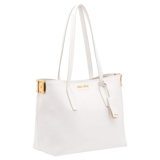 MiuMiu トートバッグ コピー カーフレザー☆白トートバッグ★ポーチ付き 5BG054 