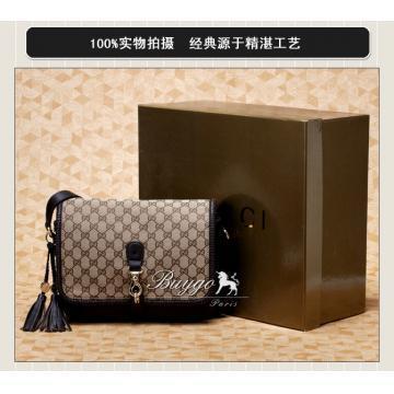 グッチ マラケッシュ タッセルチャーム付 ショルダーバッグ ベージュ/キャメル 257024F