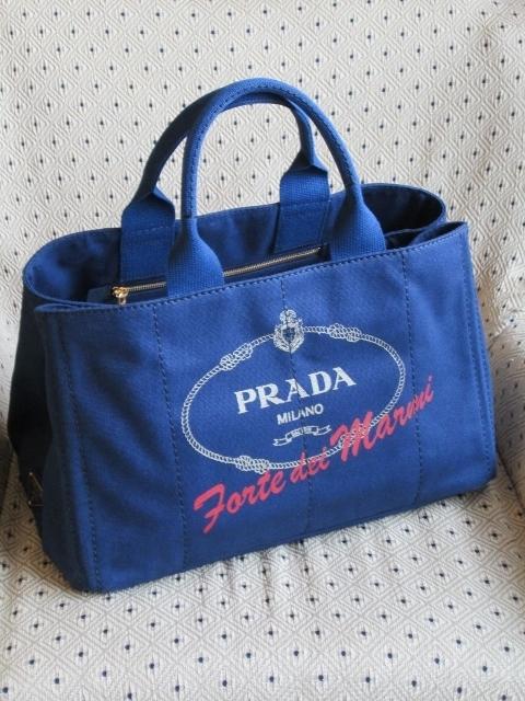 プラダカナパ コピー トートバッグＬ♪ネイビー♪白ロゴ FORTE DEI MARMI B1872F
