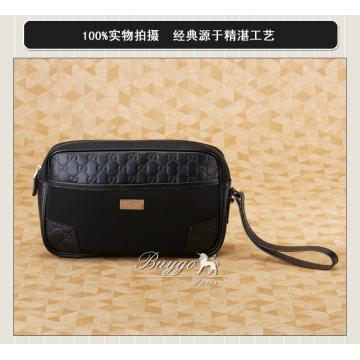グッチ　セカンドバッグ　グッチシマレザー　ナイロン　ブラック　黒　162782