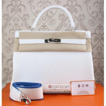 エルメスケリー32内縫い　ホワイトヴォーエプソンシルバー金具
