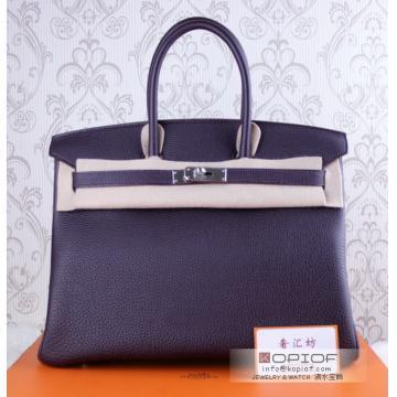 エルメス バーキン35 アイリス トリヨンクレマンス シルバー金具 he430
