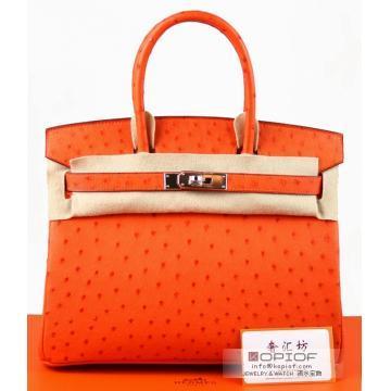 エルメス バーキン30 タンジェリンオレンジ オーストリッチ ゴールド金具 he438