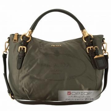 日本プラダ スーパーコピーPrada ストラップ付きロゴデザインハンドバッグ BR4303 NYLON JACQUARD+NAPPA FUMO