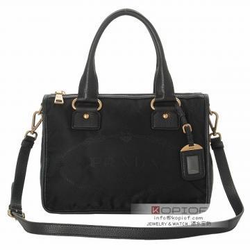 日本プラダ スーパーコピーPrada NYLON JACQUARD NAPPAストラップ付きハンドバッグ BL0749 NYLON JACQUARD+NAPPA NERO