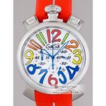 日本ガガ ミラノ スーパーコピーGaGa MILANO マニュアルクロノ48mm クォーツ 5050.1 レッドラバー ホワイト/マルチカラーアラビア