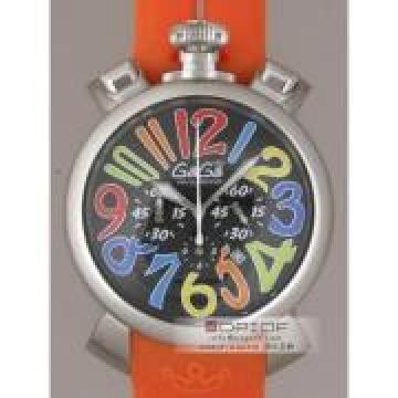 日本ガガ ミラノ スーパーコピーGaGa MILANO マニュアルクロノ48mm クォーツ 5050.2 オレンジラバー ブラック/マルチカラーアラビア