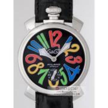 日本ガガ ミラノ スーパーコピーGaGa MILANO マニュアル48mm 手巻き 5010.2 ブラック皮 ブラック/マルチカラーアラビア