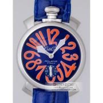 日本ガガ ミラノ スーパーコピーGaGa MILANO マニュアル48mm 手巻き 5010.8 ブルー皮 ブルー/オレンジアラビア