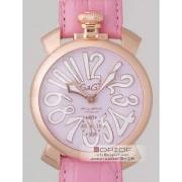 日本ガガ ミラノ スーパーコピーGaGa MILANO マニュアル48mm 手巻き 5011.2 ピンク皮 ピンクマット/ホワイトアラビア