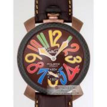 日本ガガ ミラノ スーパーコピーGaGa MILANO マニュアル48mm 手巻き 5016.5 ダークブラウン皮 ブラウン/マルチカラーアラビア