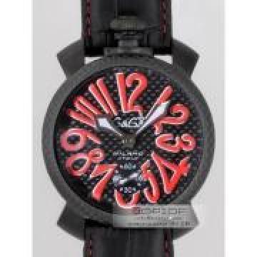 日本ガガ ミラノ スーパーコピーGaGa MILANO マニュアル48mm 手巻き 5016.8 ブラック皮 ブラックカーボン/レッドアラビア