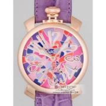 日本ガガ ミラノ スーパーコピーGaGa MILANO マニュアル48mm 手巻き 5011 MOSAICO 2 パープル皮 ピンクモザイク/ピンクゴールドアラビア