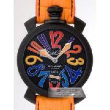 日本ガガ ミラノ スーパーコピーGaGa MILANO マニュアル48mm 手巻き 5012.3 オレンジ皮 ブラックマット/マルチカラーアラビア