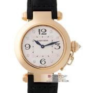 カルティエ パシャ w11913G 32mm ＰG 8Pダイヤ 皮 シルバー