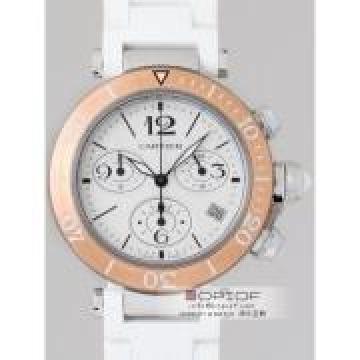 日本カルティエ スーパーコピーcartier パシャ W3140004 シータイマー レディ クロノグラフ MM ホワイトラバーブレス シルバー