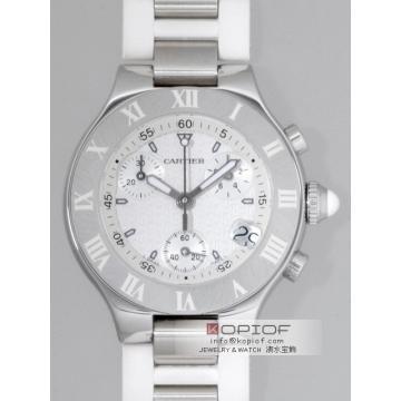日本カルティエ スーパーコピーcartier ヴァンティアン W10197U2 クロノスカフ SM ホワイトラバーブレス ホワイト