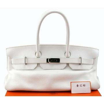 エルメス ショルダーバーキン ホワイト トリヨンクレマンス シルバー金具 he482