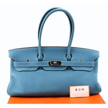 エルメス ショルダーバーキン[Shoulder Birkin 42cm]トゴ ブルージーン シルバー金具 he484