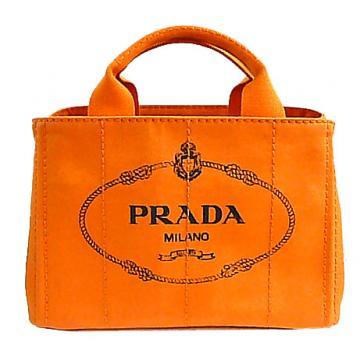 プラダ ロゴプリント キャンバス トートバッグ カナパ TPM オレンジ PAPAYA BN2439