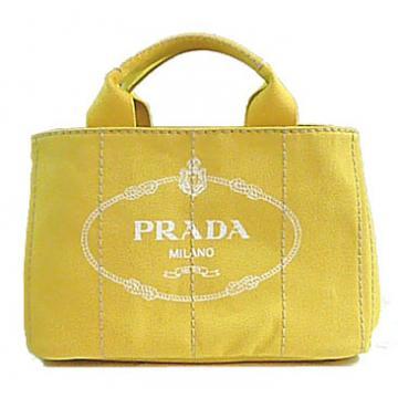 プラダ ロゴプリント キャンバス トートバッグ カナパ TPM 黄 アナナス ANANAS BN2439
