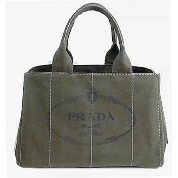 日本プラダ スーパーコピーPrada カナパ ロゴプリント キャンバス トートバッグ PM カーキ MILITARE BN1877