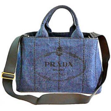 日本プラダ スーパーコピーPrada カナパ ロゴプリント デニム キャンバス トートバッグ PM ショルダーストラップ付き インディゴ デニム AVIO B1877