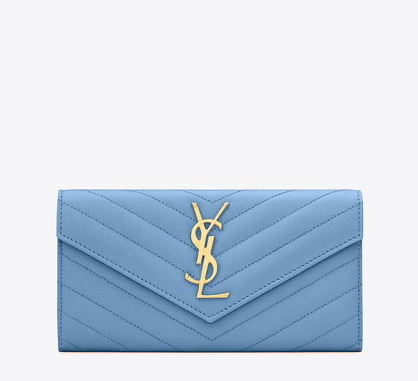 YSL*サンローランスーパーコピー☆ Saint Laurent モノグラム フラップ長財布 Blue 372264BOW02