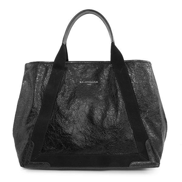 バレンシアガトートバッグ スーパーコピー 339936 CU51N 1000 NAVY CABAS M レザー×キャンバス トートバッグ ハンドバッグ カラーNOIR/ブラック 