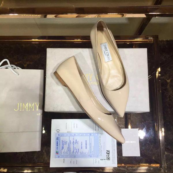 2017SS コレクションジミーチュウ スーパーコピー JIMMY CHOO☆ROMY レザーバレリーナ Apricot 7051704