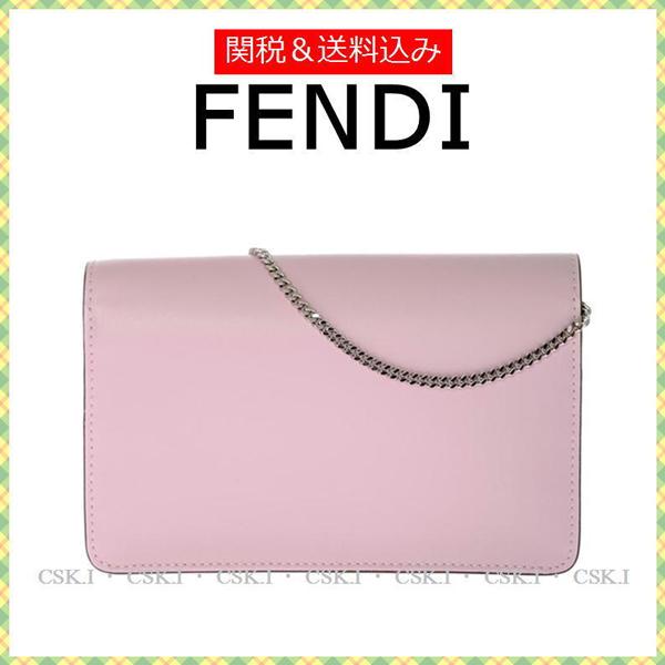 FENDI フェンディスーパーコピー チェーン付き長財布ポシェット ピンク 2017SS新作 7082302