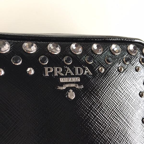素敵♪♪☆《PRADA》プラダスーパーコピークリスタルビジュー ミニショルダー (黒) 7070401