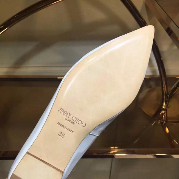 2017SS コレクション ジミーチュウ スーパーコピー JIMMY CHOO☆ROMY ホワイトパテントレザーバレリーナ7051703