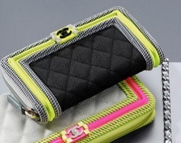 16SS/CHANELシャネル/CC付メッシュジップウォレット S/ブラック A80566 Y25410 C8806